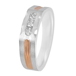 Diamond Studded Finger Ring in 950Pt Platinum and Rose Gold