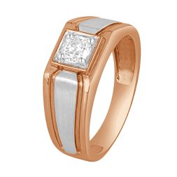 Unique Diamond 18KT White and Rose Gold Men's Finger Ring