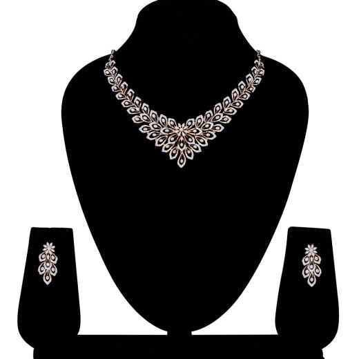 Elegant Trellis Design Diamond Necklace Set